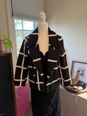 Myne Black Jacket with Cream Windowpane Grid